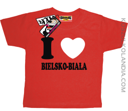 I love Bielsko-Biała - dziecięca koszulka z nadrukiem - czerwony