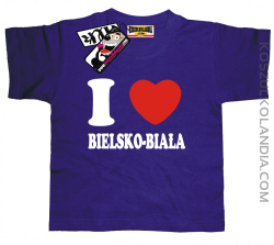 I love Bielsko-Biała - dziecięca koszulka z nadrukiem - fioletowy