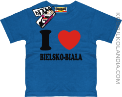 I love Bielsko-Biała - dziecięca koszulka z nadrukiem - niebieski