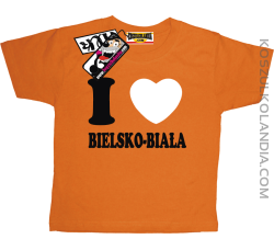 I love Bielsko-Biała - dziecięca koszulka z nadrukiem - pomarańczowy