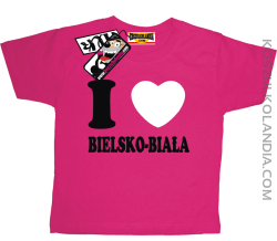 I love Bielsko-Biała - dziecięca koszulka z nadrukiem - różowy