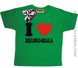 I love Bielsko-Biała - dziecięca koszulka z nadrukiem - zielony