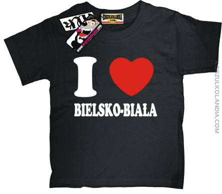 I love Bielsko-Biała - dziecięca koszulka z nadrukiem - czarny