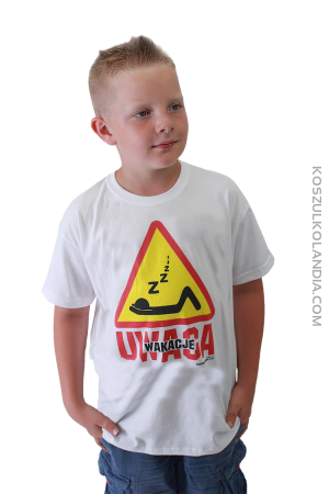 UWAGA WAKACJE - koszulka dziecięca z nadrukiem