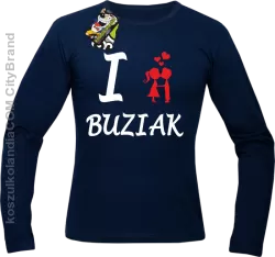 I LOVE Buziak -  Longsleeve Męski - Granatowy