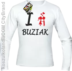 I LOVE Buziak -  Longsleeve Męski - Biały