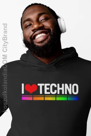 I love TECHNO The Colors - bluza męska z kapturem