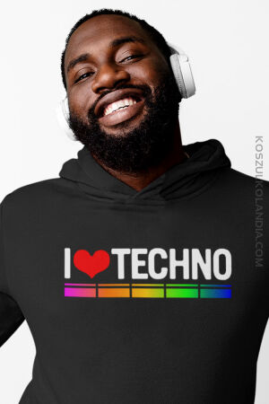 I love TECHNO The Colors - bluza męska z kapturem