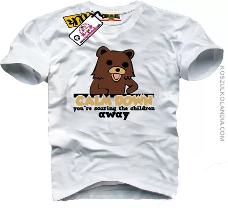 PEDOBEAR Pedo Bear Calm Down - koszulka męska ze śmiesznym nadrukiem