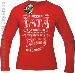 Jestem Tatą z tatuażami - Longsleeve męski czerwony 