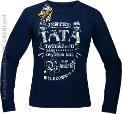 Jestem Tatą z tatuażami - Longsleeve męski granat