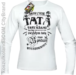 Jestem Tatą z tatuażami - Longsleeve męski biały 