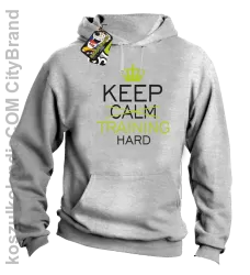 Keep Calm and TRAINING HARD - Bluza męska z kapturem melanż 