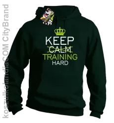 Keep Calm and TRAINING HARD - Bluza męska z kapturem butelkowa 