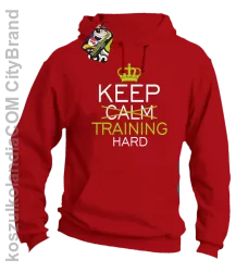 Keep Calm and TRAINING HARD - Bluza męska z kapturem czerwona 