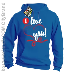 I LOVE YOU - RETRO - Bluza z kapturem - Niebieski