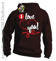 I LOVE YOU - RETRO - Bluza z kapturem - Brązowy