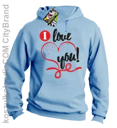 I LOVE YOU - RETRO - Bluza z kapturem - Błękitny