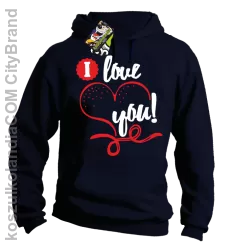 I LOVE YOU - RETRO - Bluza z kapturem - Granatowy