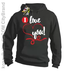 I LOVE YOU - RETRO - Bluza z kapturem - Szary