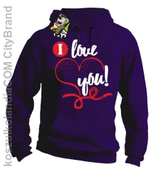 I LOVE YOU - RETRO - Bluza z kapturem - Fioletowy