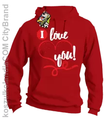 I LOVE YOU - RETRO - Bluza z kapturem - Czerwony