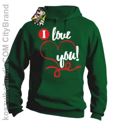 I LOVE YOU - RETRO - Bluza z kapturem - Zielony