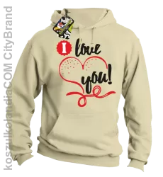 I LOVE YOU - RETRO - Bluza z kapturem - Beżowy