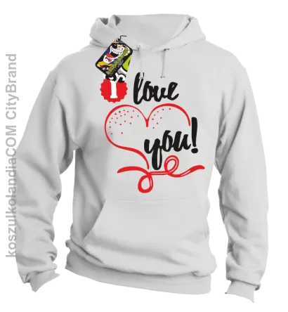 I LOVE YOU - RETRO - Bluza z kapturem- Biały