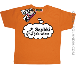 Szybki jak wiatr - koszulka dziecięca z nadrukiem - pomarańczowy