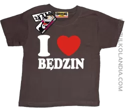 I love Będzin - dziecięca koszulka z nadrukiem - brązowy