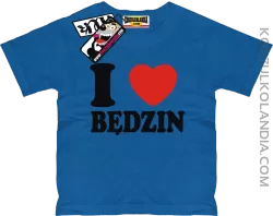 I love Będzin - dziecięca koszulka z nadrukiem - niebieski