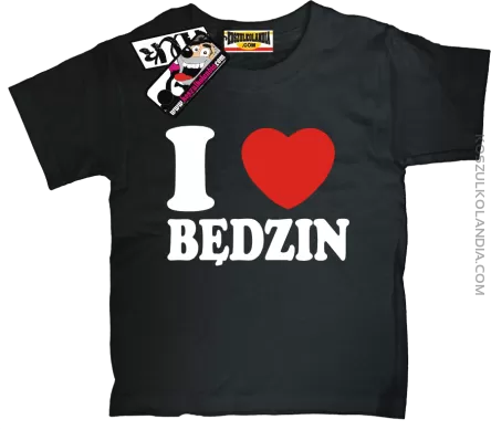 I love Będzin - dziecięca koszulka z nadrukiem - czarny