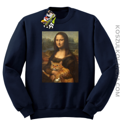 Mona Lisa z kotem - Bluza męska standard bez kaptura granat