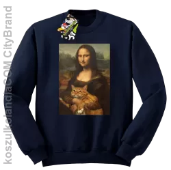 Mona Lisa z kotem - Bluza męska standard bez kaptura granat