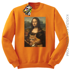 Mona Lisa z kotem - Bluza męska standard bez kaptura pomarańcz 