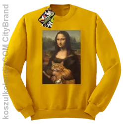 Mona Lisa z kotem - Bluza męska standard bez kaptura żółta 