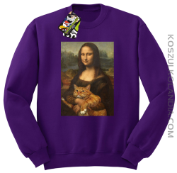 Mona Lisa z kotem - Bluza męska standard bez kaptura fiolet 