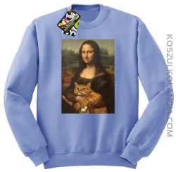 Mona Lisa z kotem - Bluza męska standard bez kaptura błękit 