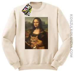 Mona Lisa z kotem - Bluza męska standard bez kaptura beżowa 