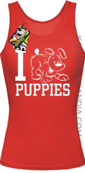 I love puppies - kocham szczeniaki - Top damski red
