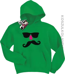 Wąsacz wayfarer z nosem - bluza dziecięca - zielony