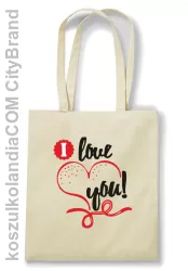 I LOVE YOU - RETRO - Torba na zakupy - Beżowy