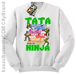 Tata Odważny jak Leonardo Żółwie NINJA Turtles - Bluza męska standard bez kaptura biała 