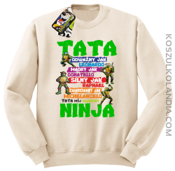 Tata Odważny jak Leonardo Żółwie NINJA Turtles - Bluza męska standard bez kaptura beżowa 