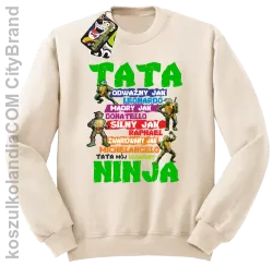 Tata Odważny jak Leonardo Żółwie NINJA Turtles - Bluza męska standard bez kaptura beżowa 