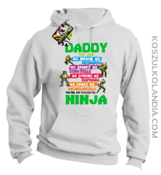 Daddy you are as brave as Leonardo Ninja Turtles -Bluza męska z kapturem biała 