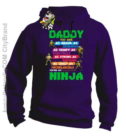 Daddy you are as brave as Leonardo Ninja Turtles -Bluza męska z kapturem fiolet 