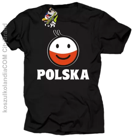 POLSKA Emotik dwukolorowy -koszulka męska czarna