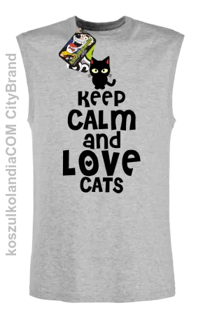 Keep calm and Love Cats Czarny Kot Filuś - Bezrękawnik męski melanż 